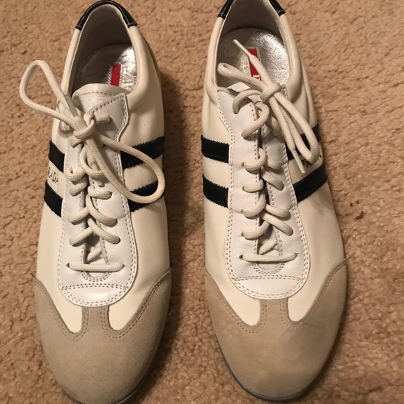 SOLD Prada leather Sneakers white and black - Picture 2 of 7